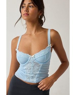 Urban Outfitters Out From Under Jazz Club Lace Trim Corset - Blue