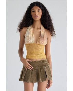 Urban Outfitters Uo Party For You Lace Halter Top - Yellow