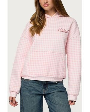 Edikted Gingham Oversized Hoodie - Red