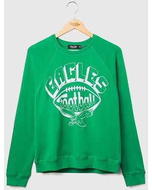 Junk Food Nfl Football Raglan Crewneck Fleece Sweatshirt - Green