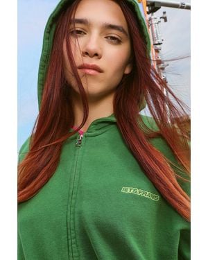 iets frans... Zip-through Bubble Hem Hoodie - Green