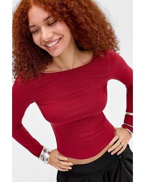 BDG Low Back Long Sleeve Tight Top - Red
