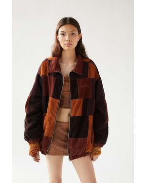 BDG Patchwork Corduroy Harrington Jacket - Brown