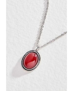 Urban Outfitters Uo Amber Stone Pendant Necklace - White