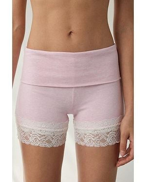 Out From Under Bec Foldover Lace Trim Short - Purple