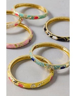 Urban Outfitters Floral Enamelled Bangle Bracelet - Purple
