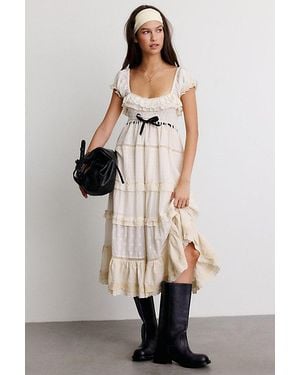 Kimchi Blue Leah Cotton Lace Trim Empire Waist Maxi Dress - Natural