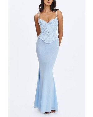 Miss Circle Aurielle Sweetheart Mermaid Peplum Maxi Dress - Blue