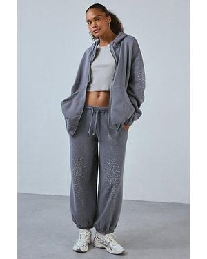 Out From Under Merrick Shine Embellished Zip-Up Hoodie Sweatshirt - Gray