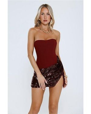 Hello Molly Dreamspell Strapless Corset Sequin Mini Dress - Red