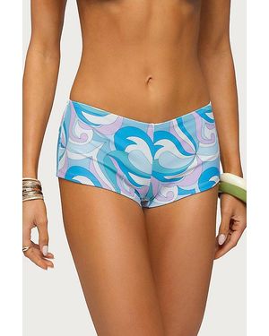 Edikted Cassa Paisley Boyshort Bikini Bottom - Blue