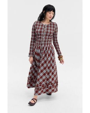 Damson Madder Posey Check Maxi Dress Uk 8 At Urban Outfitters - White