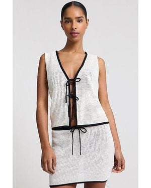 Onia Linen Knit Tie Front Tank Top - White