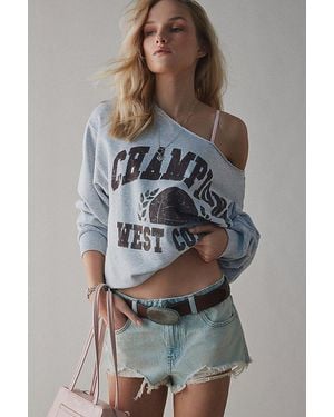 Urban Outfitters West Coast Champions Oversized Off-The-Shoulder Sweatshirt - Gray
