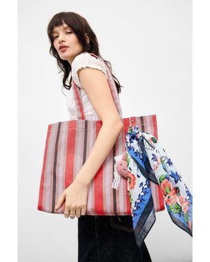 Urban Outfitters Uo Large Stripe Woven Tote Bag - Blue