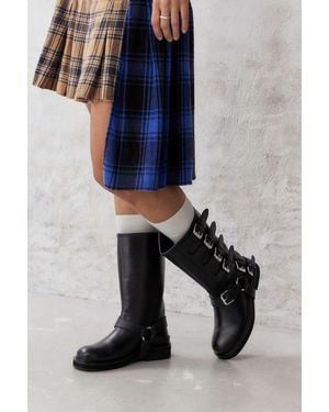ASRA Black Cantaloupe Leather Buckle Boots
