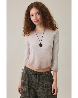 BDG Boatneck 3/4 Sleeve Spill The Tee - Natural
