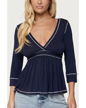 Edikted Parah Contrast Babydoll Top - Blue