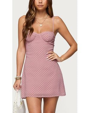 Edikted Polka Dot Cupped Chiffon Mini Dress - Pink
