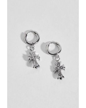 Bohomoon Lillie Cross Hoop Earrings - Metallic