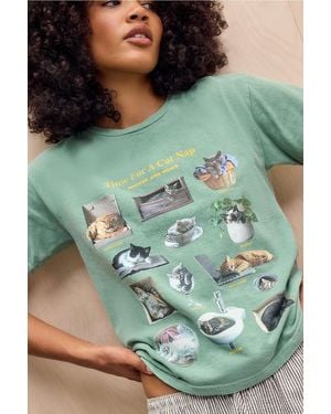 Urban Outfitters Uo Cat Nap Relaxed T-shirt - Green
