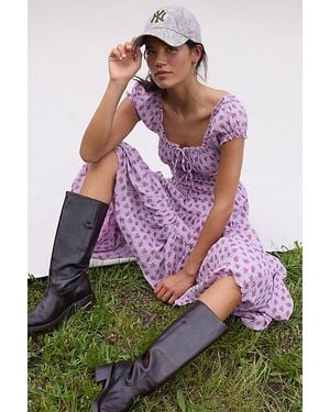 Kimchi Blue Sienna Cotton Smocked Milkmaid Maxi Dress - Purple