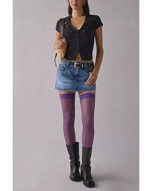 LECHERY Lechery Lustrous Silky Stirrup Thigh High Tights - Black