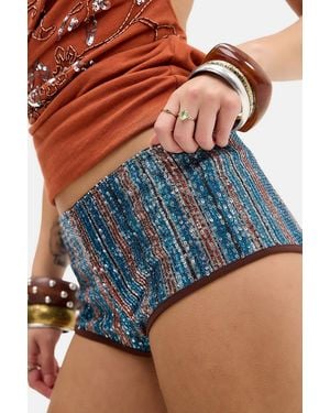 Urban Outfitters Uo Stripe Sequin Micro Shorts - Blue