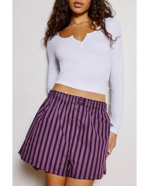 Calvin Klein Stripe Poplin Boxer Shorts Small At Urban Outfitters - Purple