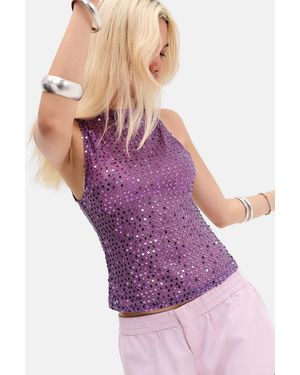 Motel Purple Dudley Sequin Top