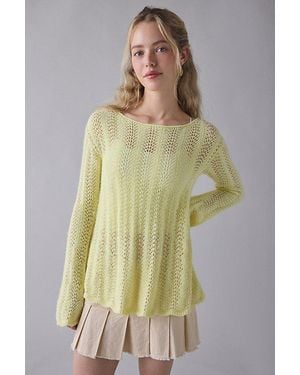 Kimchi Blue Lily Trapeze Bell Sleeve Pointelle Knit Sweater - Yellow