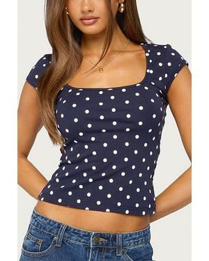 Edikted Mookie Square Neck Polka Dot Top - Blue