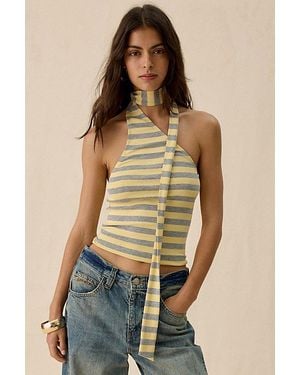 Daisy Street X Aicha Polly Scarf Detail Halter Top - Blue