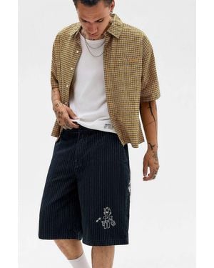 BDG Errol Pinstripe Doodle Shorts - Blue