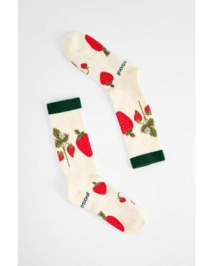 Out From Under Doublewear Strawberry Socks - Red