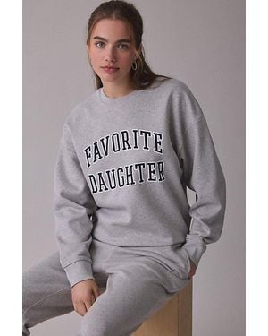 FAVORITE DAUGHTER Collegiate Graphic Crew Neck Pullover Top - Gray