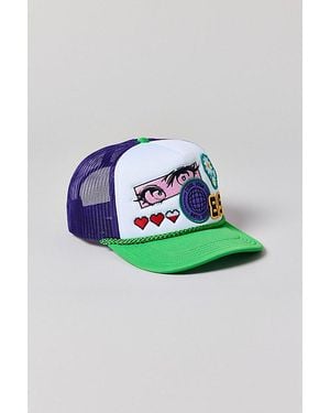 Urban Outfitters Digital World Embroidered Trucker Hat - Blue