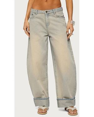 Edikted Kella Low Rise Baggy Jeans - Natural