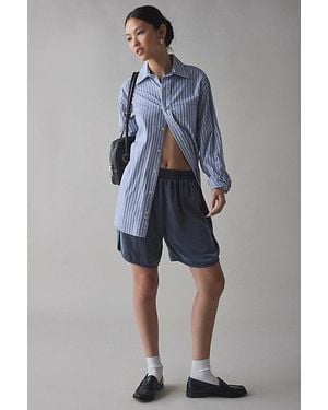 BDG Aura Satin Baggy Longline Short - Blue