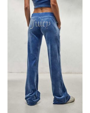 Juicy Couture Blue Low Rise Velour Track Trousers