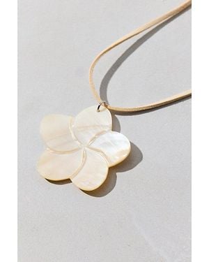 Urban Outfitters Bloom Flower Charm Suede Corded Necklace - Gray