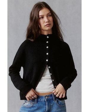 BDG Kelly So Soft Rolled Neck Cardigan - Black