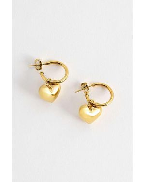 SEOL + GOLD Seol + Gold Puffy Heart Stud Hoop Earrings - Metallic