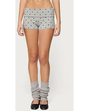 Edikted Chelsie Polka Dot Foldover Shorts - Black