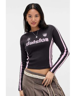 Urban Outfitters Uo Black Dalston Football Long Sleeve T-shirt