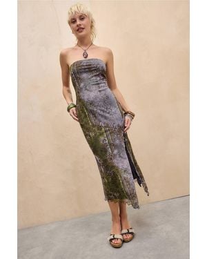 Urban Outfitters Uo Samara Mesh Bandeau Midi Dress - Natural