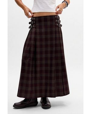 The Ragged Priest Artifact Check Pleated Maxi Skirt - Red