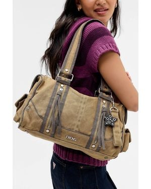BDG Canvas Mixed Media Waxed Shoulder Bag - Brown