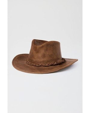 Minnetonka Leather Braided Outback Cowboy Hat - Brown