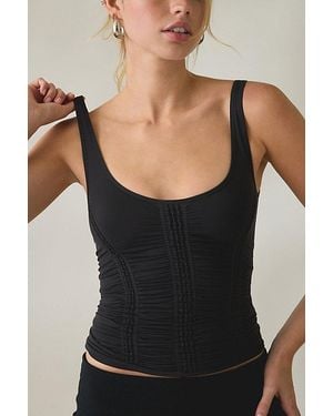 Out From Under College Sweetheart Ruched Seamless Knit Tank Top - Black